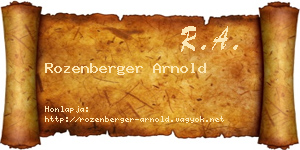 Rozenberger Arnold névjegykártya